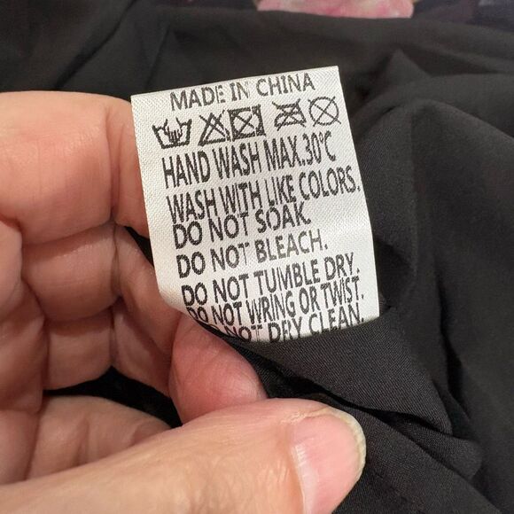 Double Crazy Black Pink Rose One Shoulder High Slit Sexy Cocktail Dress Sz L - Picture 11 of 12